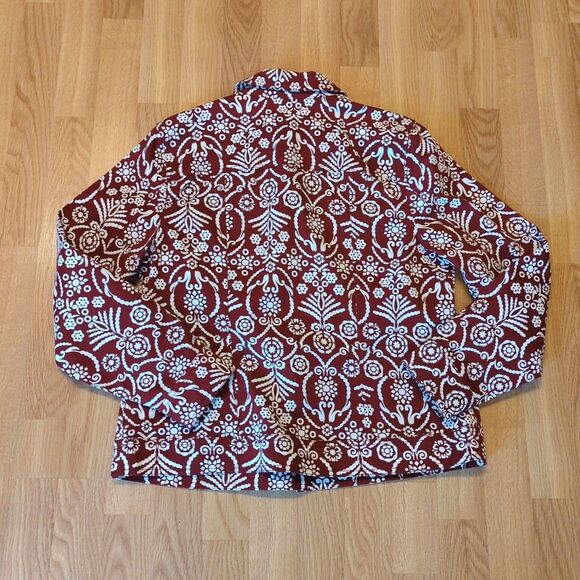 Liz Claiborne Jacket Blazer Womens 12 Red Burgandy Paisley Button Up - Picture 5 of 9
